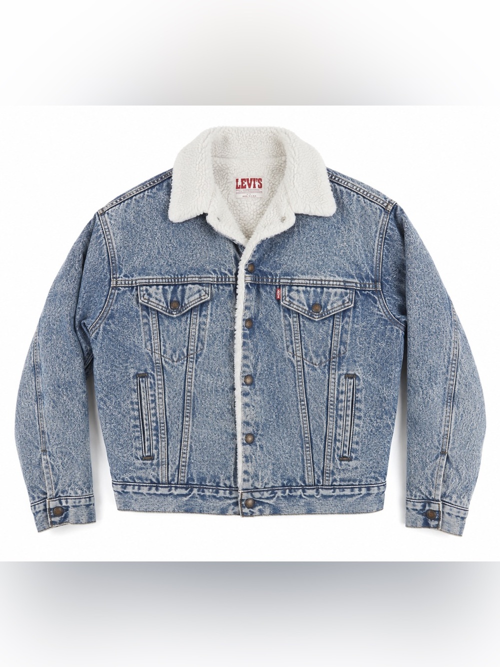 Vintage 80s Levi’s 70609 Acid Wash Sherpa Denim Jacket USA Small